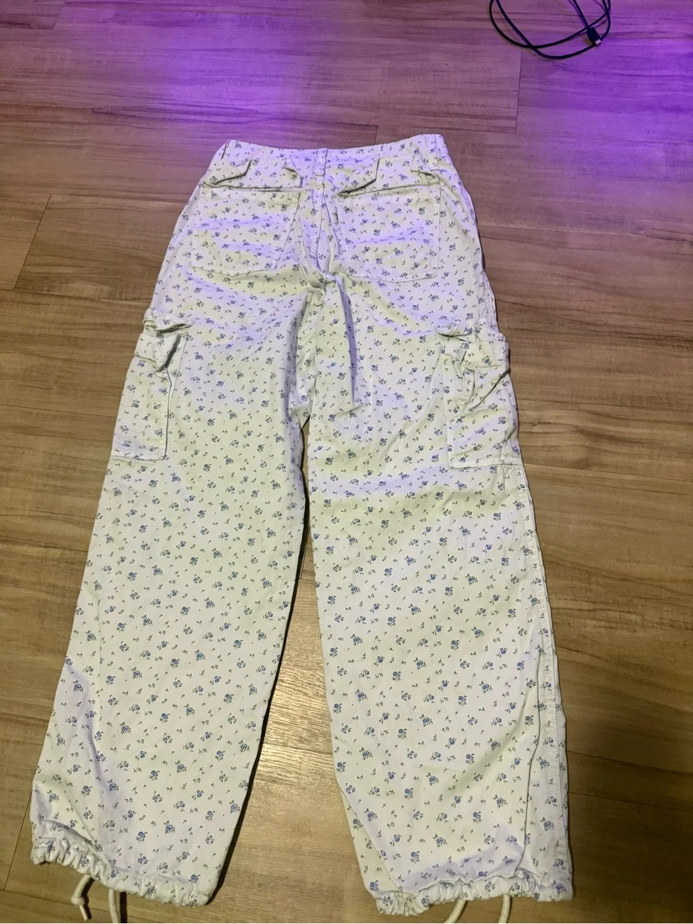 Levi's White Cargo Joggers with Blue Floral Print
